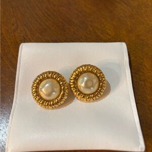 Chanel authentic Gold plated with faux Pearl Earrings